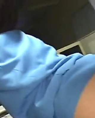 Asian office lady in uniform sex at office