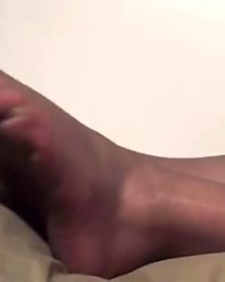 bareley black pantyhose nylon feet