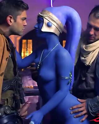 Jedi General Aayla Secura is captured and pumped by 2 revels - Eva Lovia