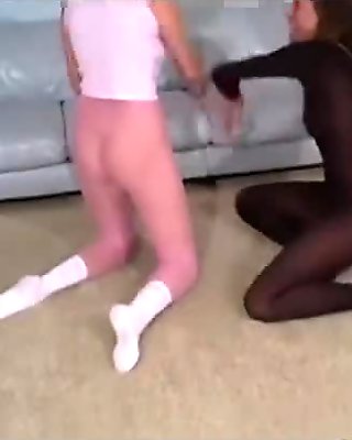 Carli and Tiffany pantyhose wrestling