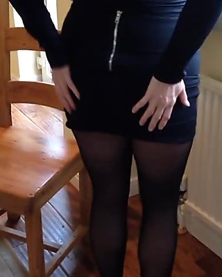 English Slut Wears Sheer Black Pantyhose Tights  From A Fan